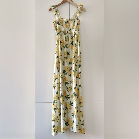 Agua Bendita Leandra Voila Dress Deco Yellow Floral Maxi Smocked Ruffle Shopbop - Picture 8 of 15